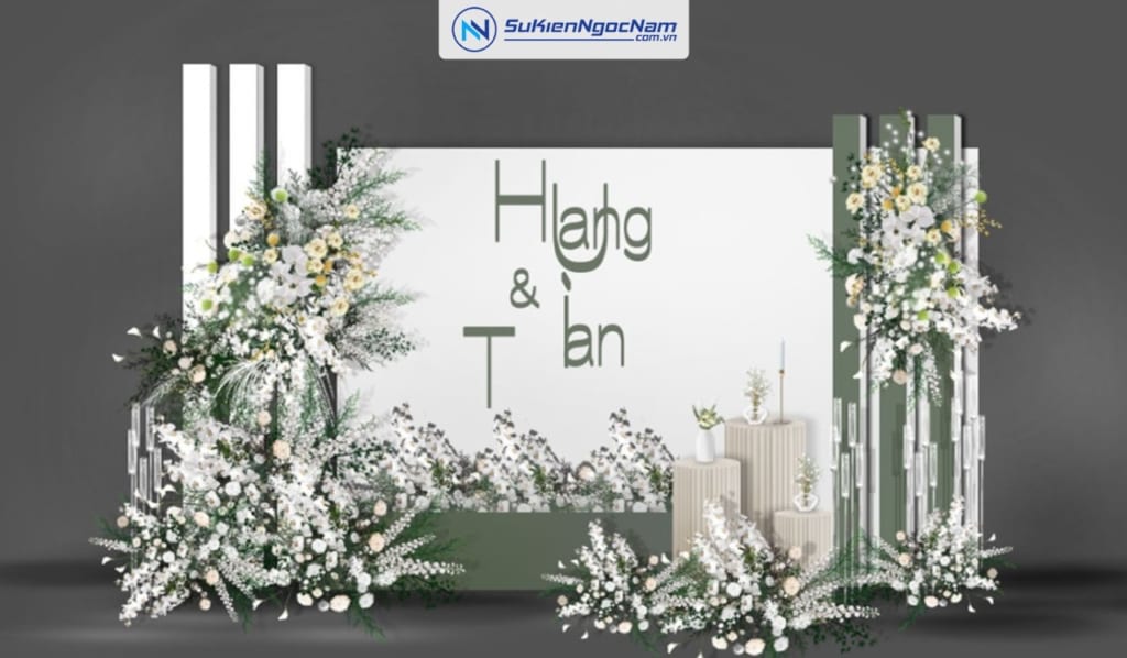 Thiết kế 3D Backdrop chụp hình tiệc cưới – Xu hướng trang trí sự kiện hiện đại