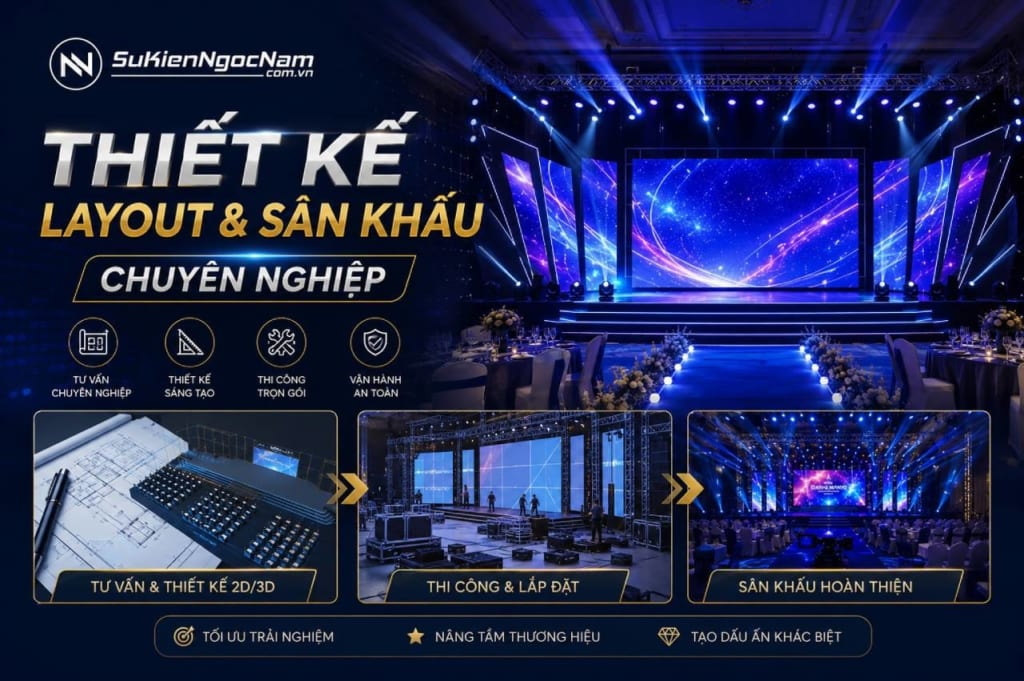 Thiết kế layout và sân khấu chuyên nghiệp – Nền tảng tạo nên một sự kiện thành công